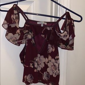 Charlotte Russe Maroon Floral Crop Top